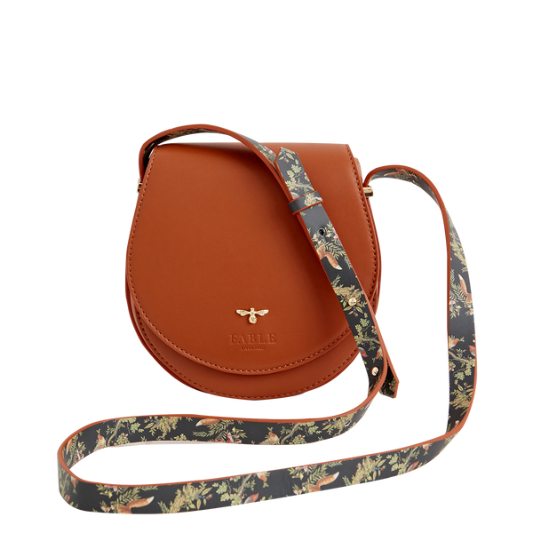 Woodland Toile Saddle Bag - Tan