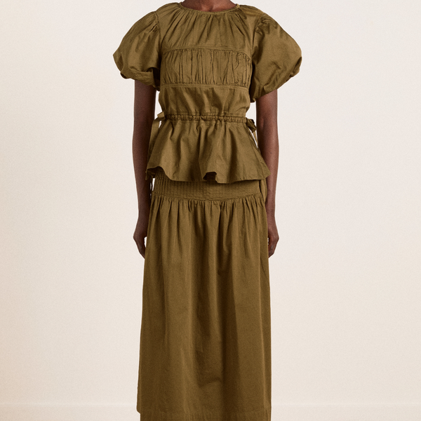 hadley blouse - olive cotton satin