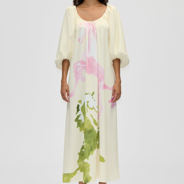 Romantic Voluminous Sleeve Dress - Horses