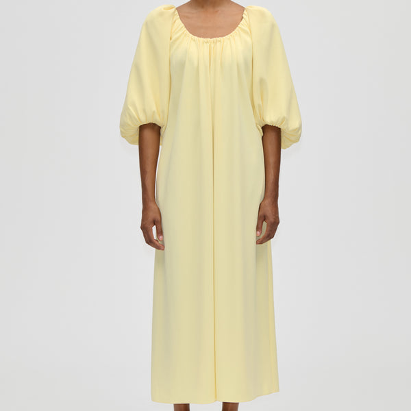 Romantic Voluminous Sleeve Dress - Pastel Yellow