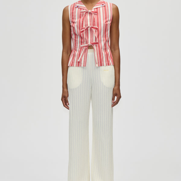 Casual Elasticated Pants - Cream