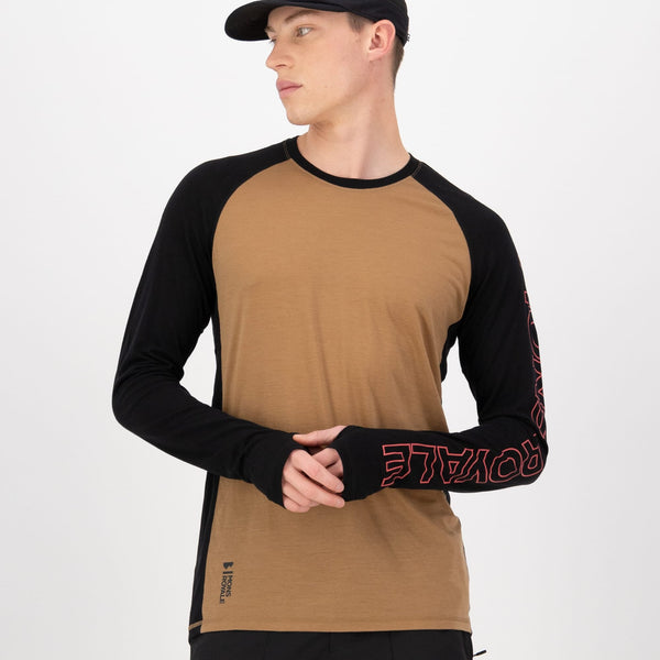 Temple Merino Long Sleeve - Black / Toffee | Men's Long Sleeve Top