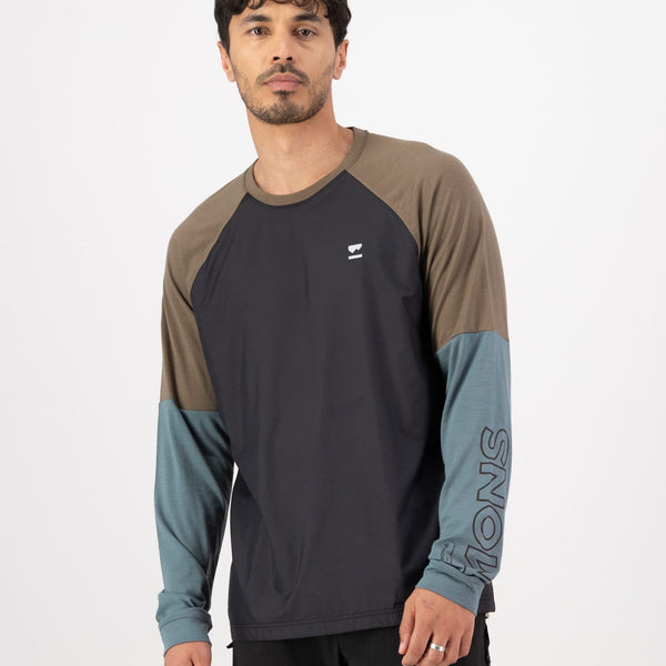 Tarn Merino Bike Wind Jersey - Goblin Blue / Walnut / Black | Men's Bike Jersey