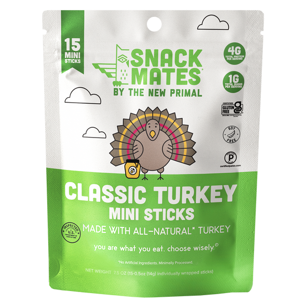 Snack Mates Turkey Mini Meat Sticks Value Pack, All-Natural Turkey (15 Mini-Sticks)